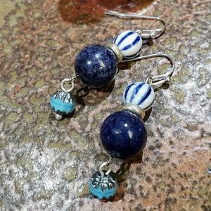 Genuine Sodalite Gemstone Handcrafted Earrings